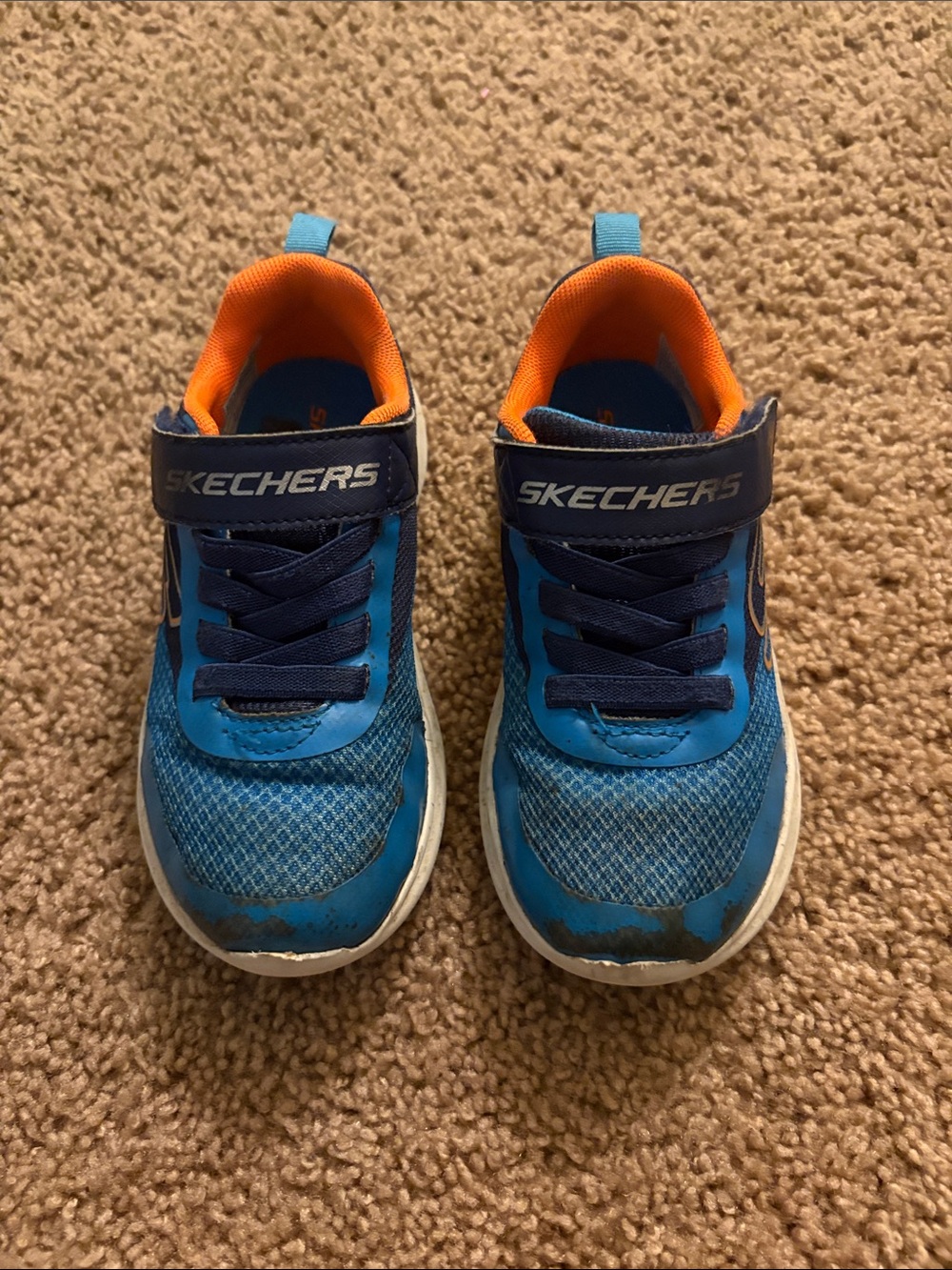 Skechers Kids Blue and Orange Hook-and-Loop Athletic Sneakers